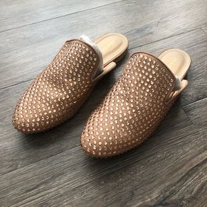 Fashion Nova Champagne Rhinestone Mules